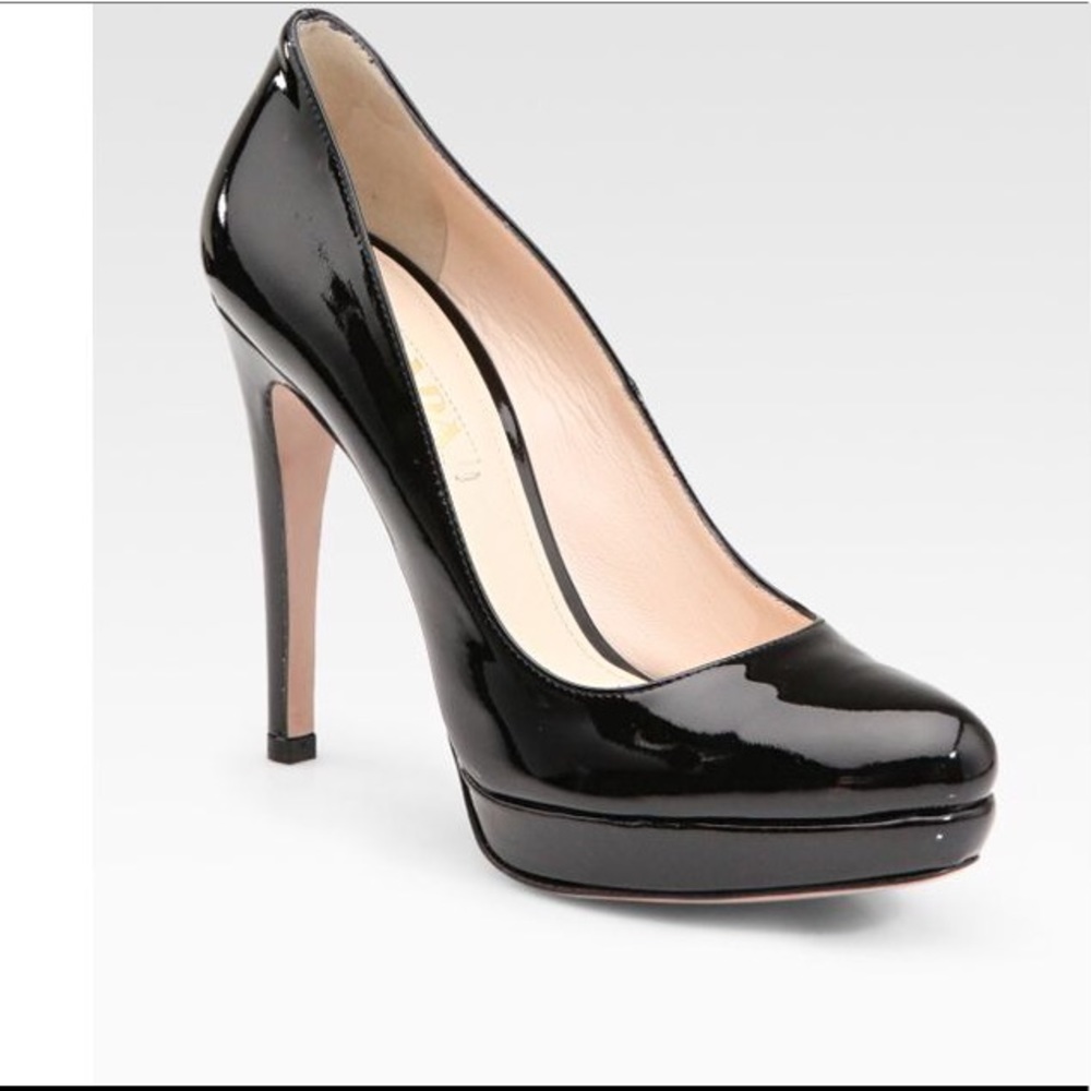 PRADA black patent platform pump